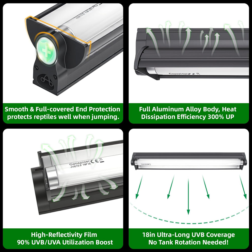 18 Inch 15 Watt UVB 10.0 Fluorescent Reptile Light Fixture Kit Q34914