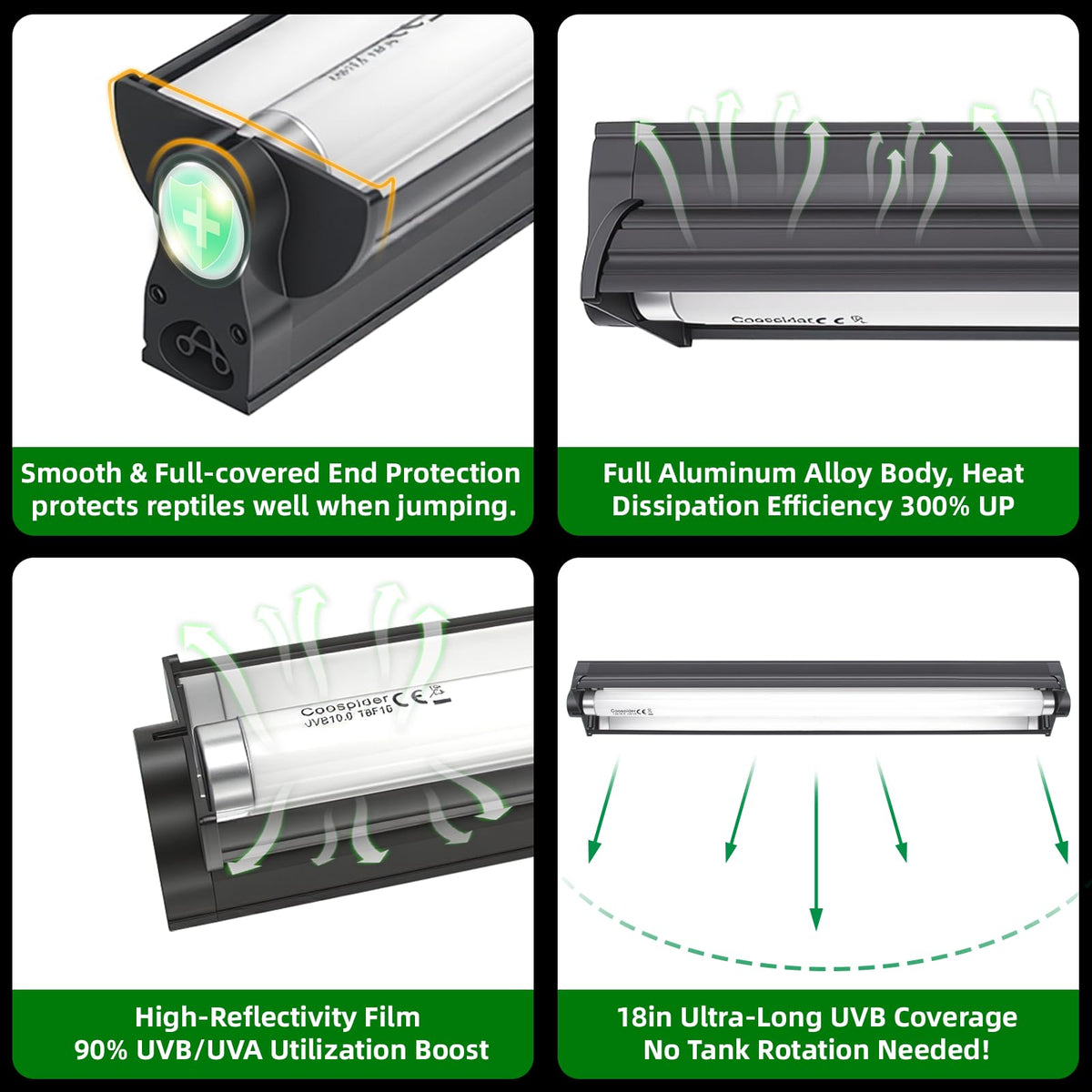 18 Inch 15 Watt UVB 10.0 Fluorescent Reptile Light Fixture Kit Q34914