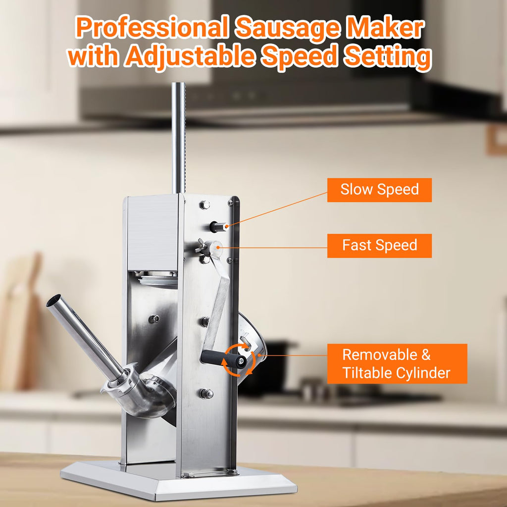 Manual Stainless Steel Sausage Stuffer with 5 Stuffing Tubes P77284