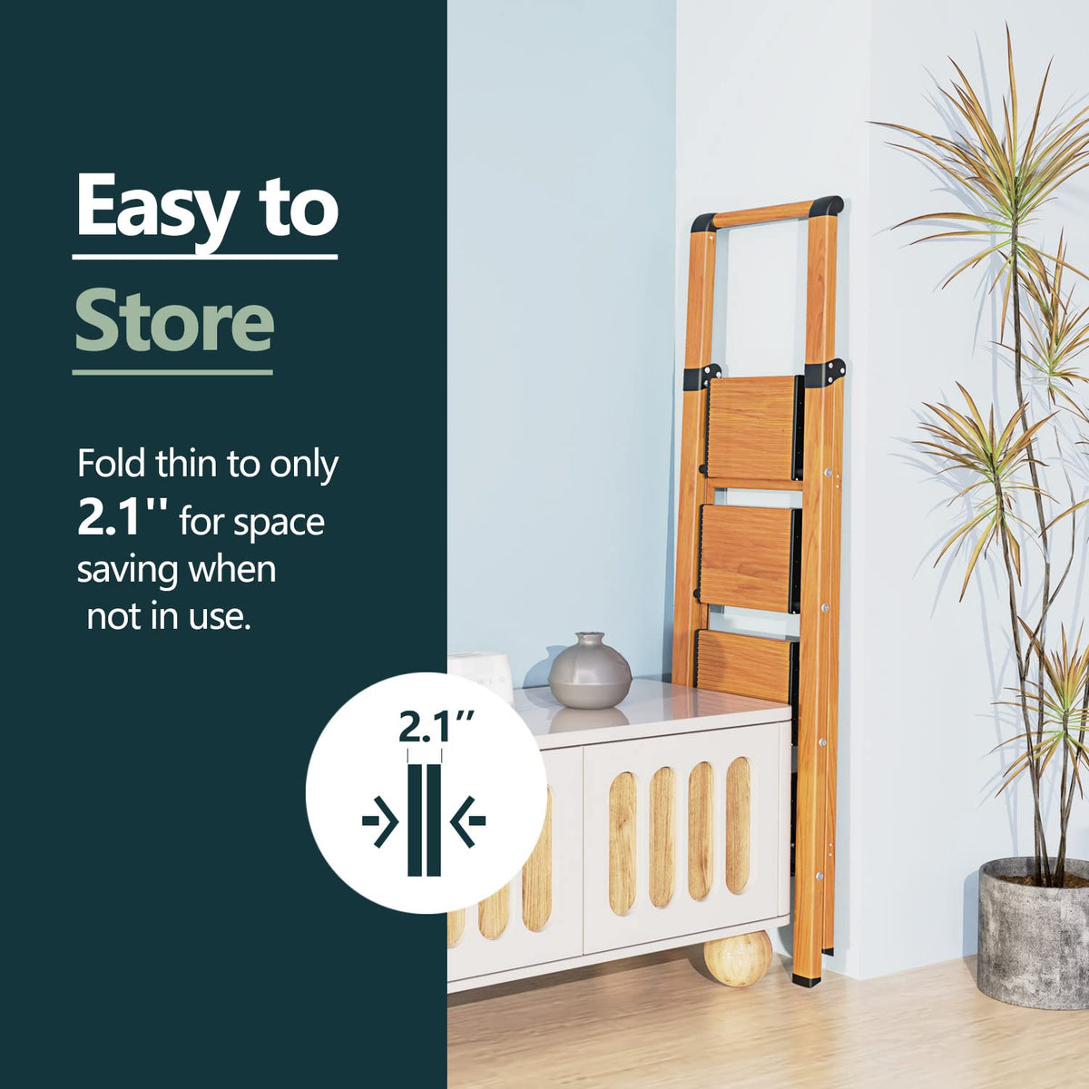 4 Step Ladders, 300lbs Load, 36'' Top Step, Wood Grain V877743