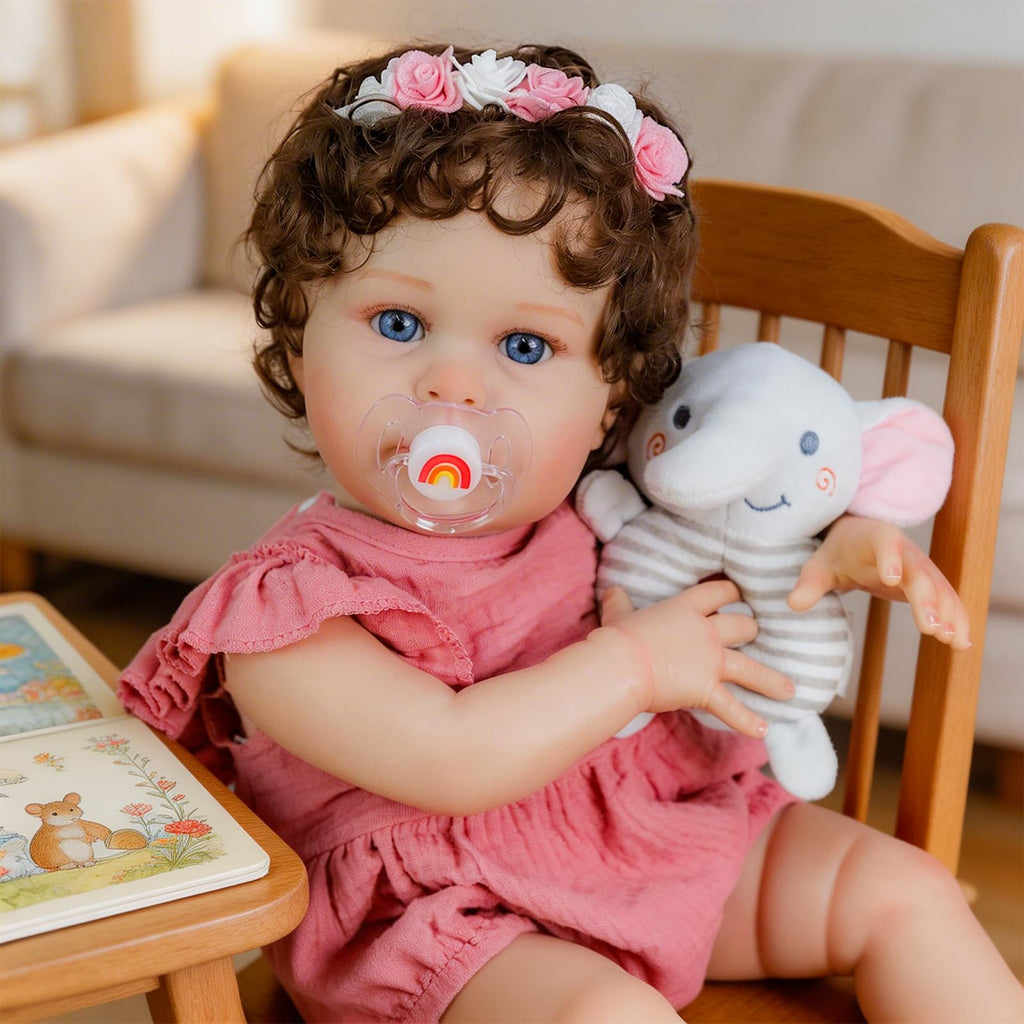 20 Inch Reborn Baby Dolls Girl with Curly Rooted Hair A305