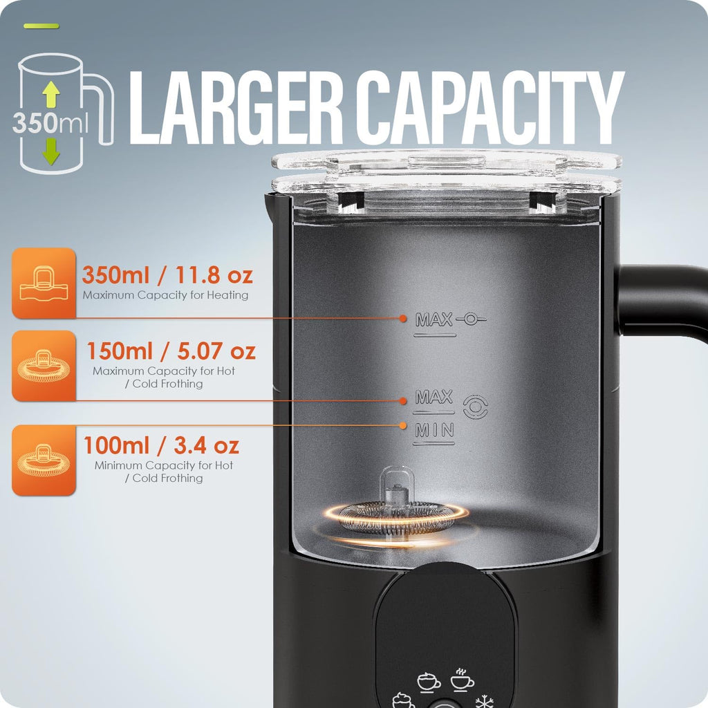 4 in 1 Automatic Milk Frother and Steamer 350ML Black J69108