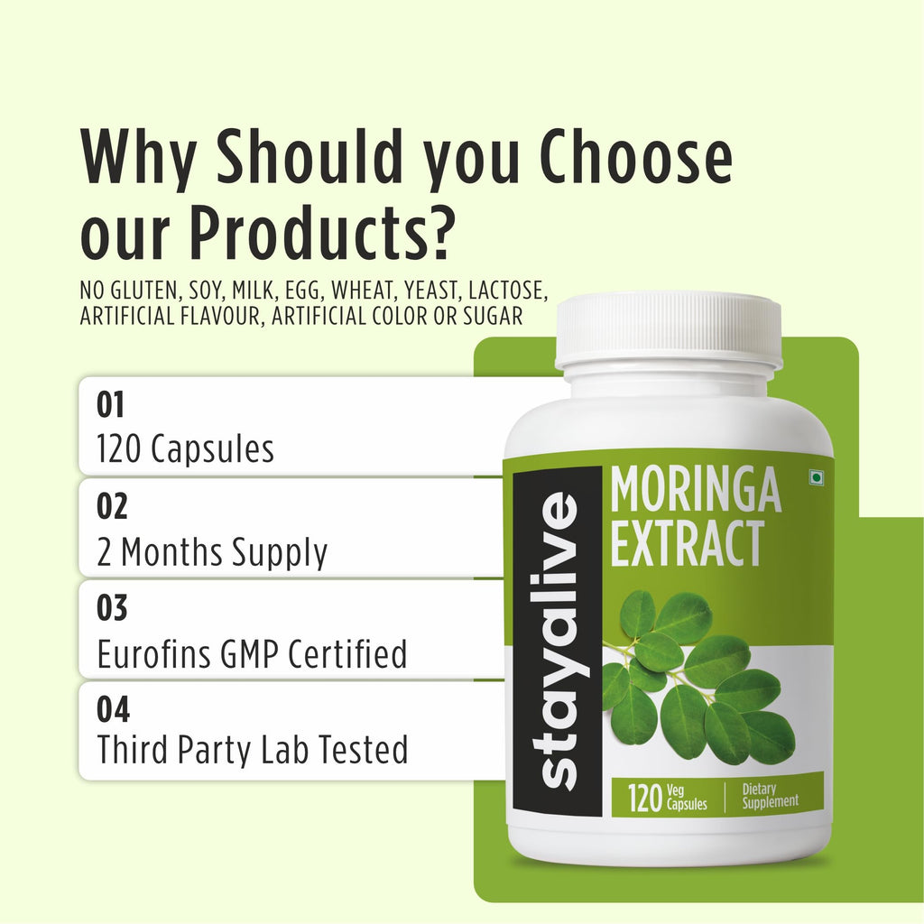 1000mg Moringa Capsules 20:1 Extract 120 Pills B344