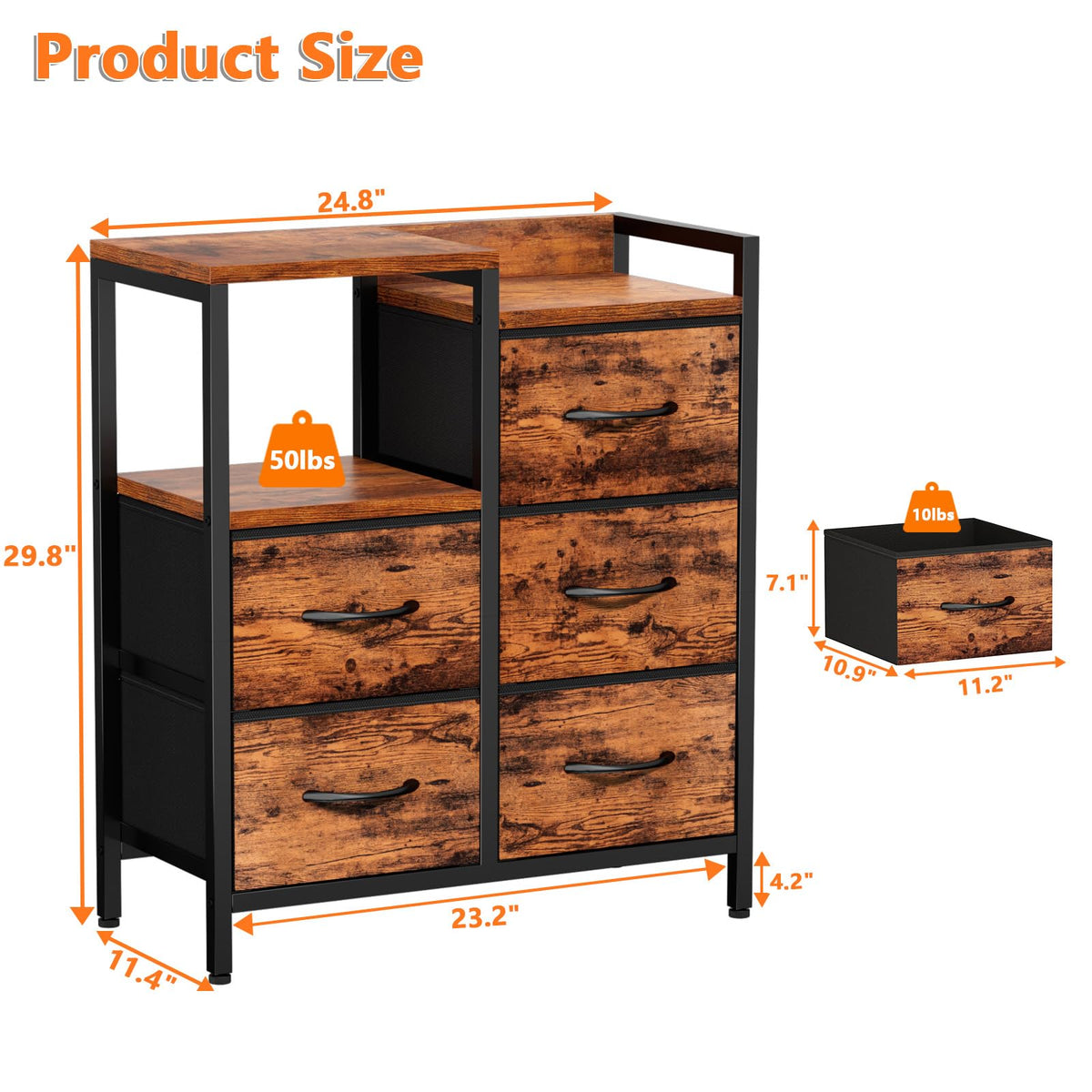 Rustic Brown 5 Drawer Dresser J367390