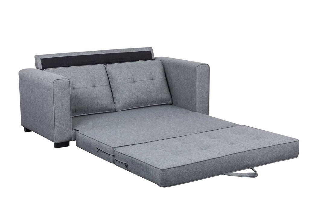 Light Gray Tufted Pull-Out Sleeper Loveseat I8267
