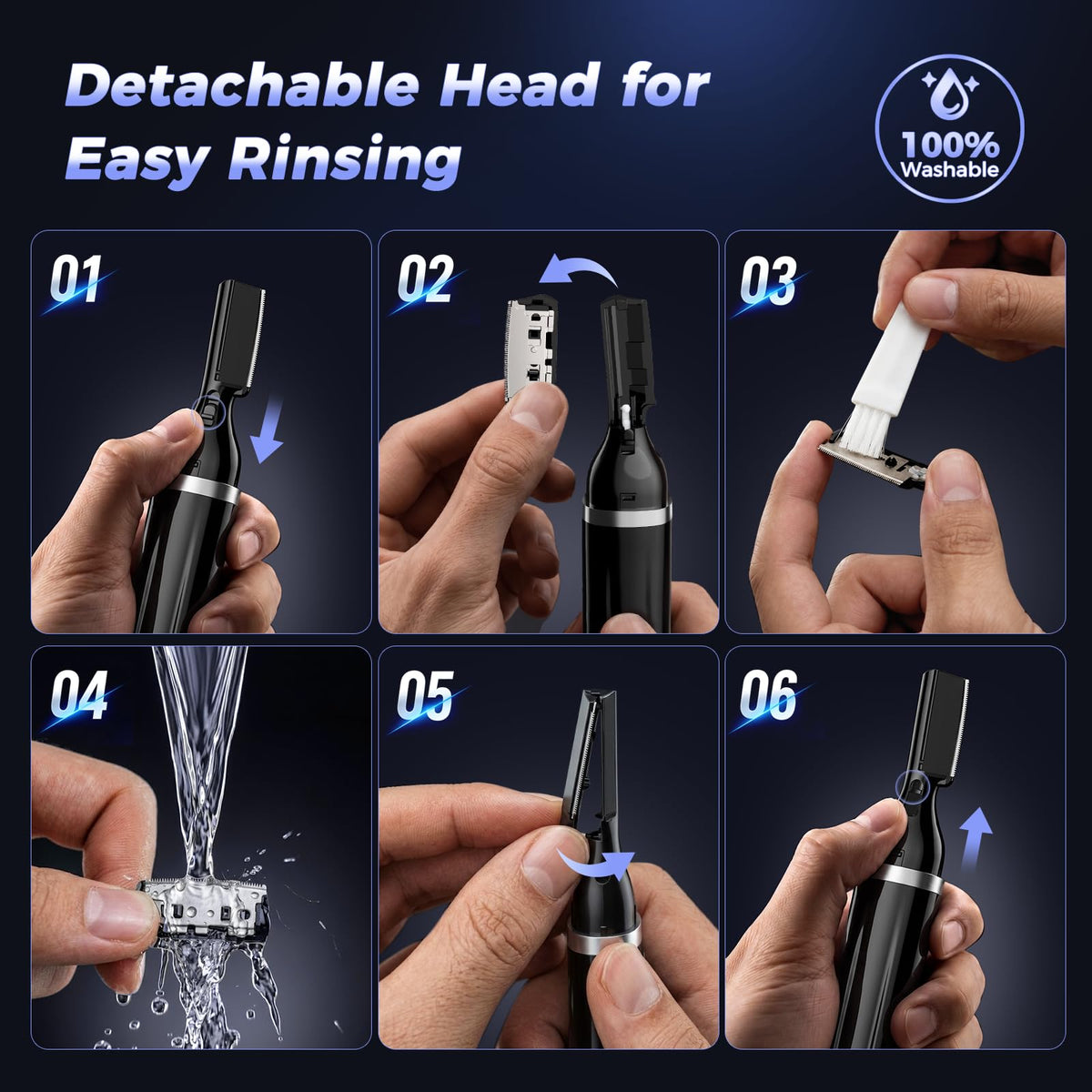 Electric Rechargeable Eyebrow Trimmer with Rinseable Blade Y925457