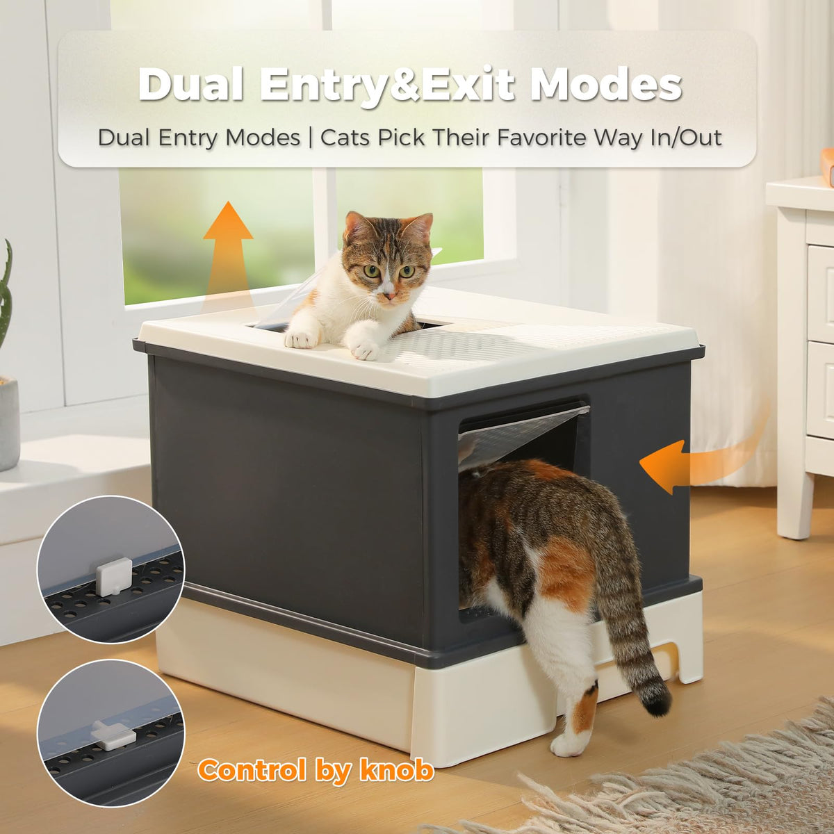 Large Enclosed Drawer Cat Litter Box with Dual Entry Z166