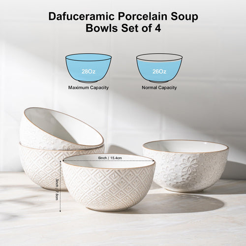 26 oz Ceramic Soup Bowls Set of 4 Z66420