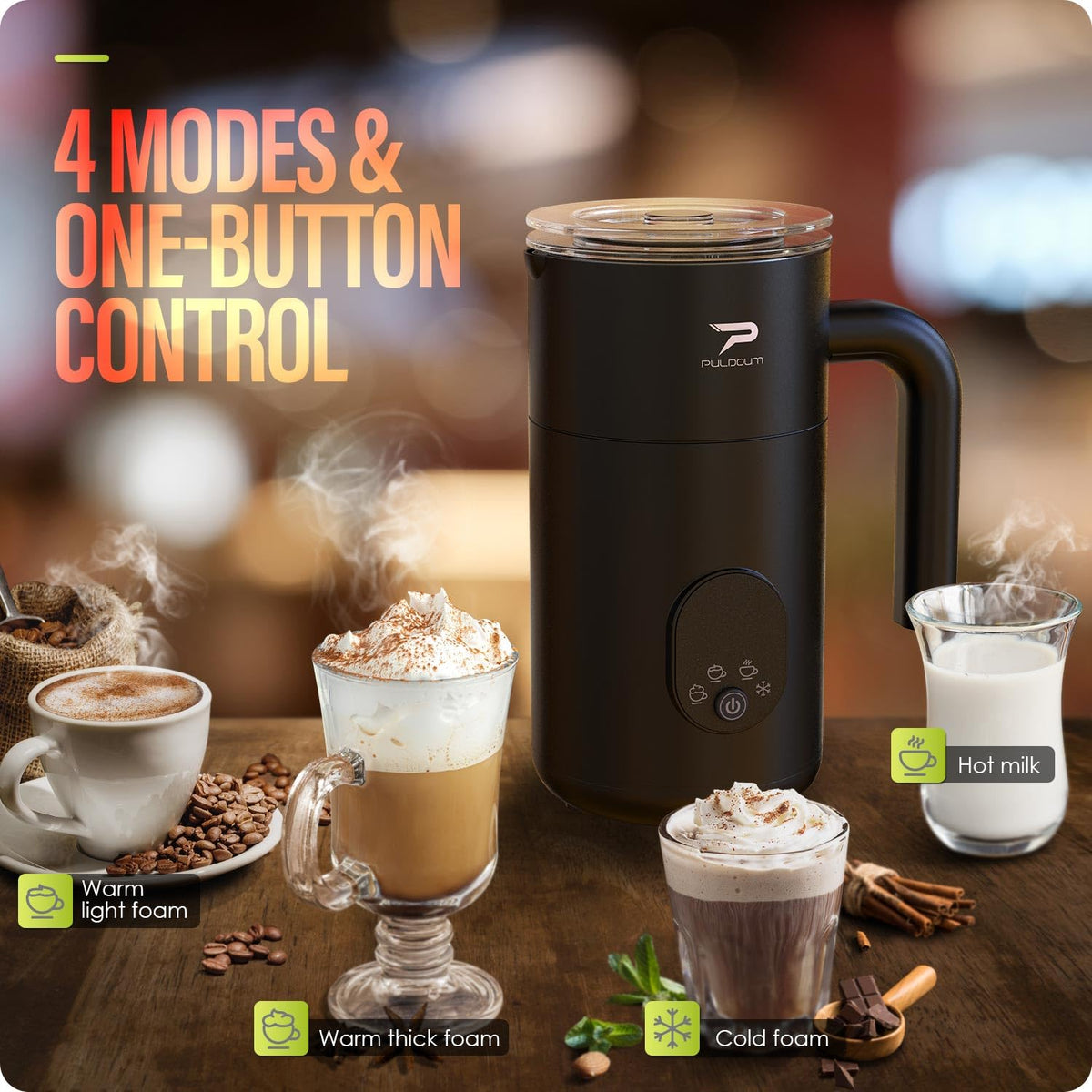 4 in 1 Automatic Milk Frother and Steamer 350ML Black J69108