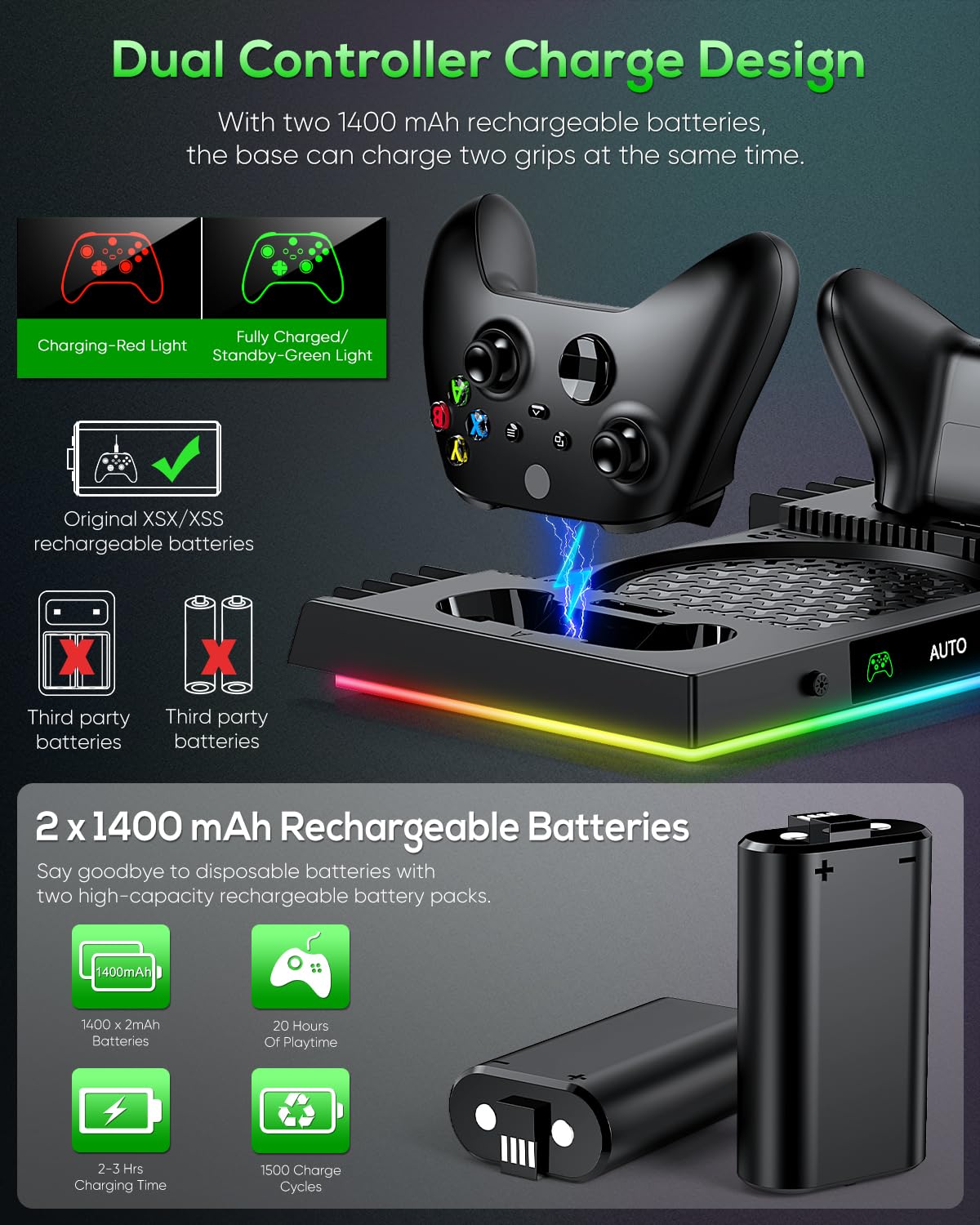 Black Cooling Fan Charge Stand for Xbox Series X Console A1071