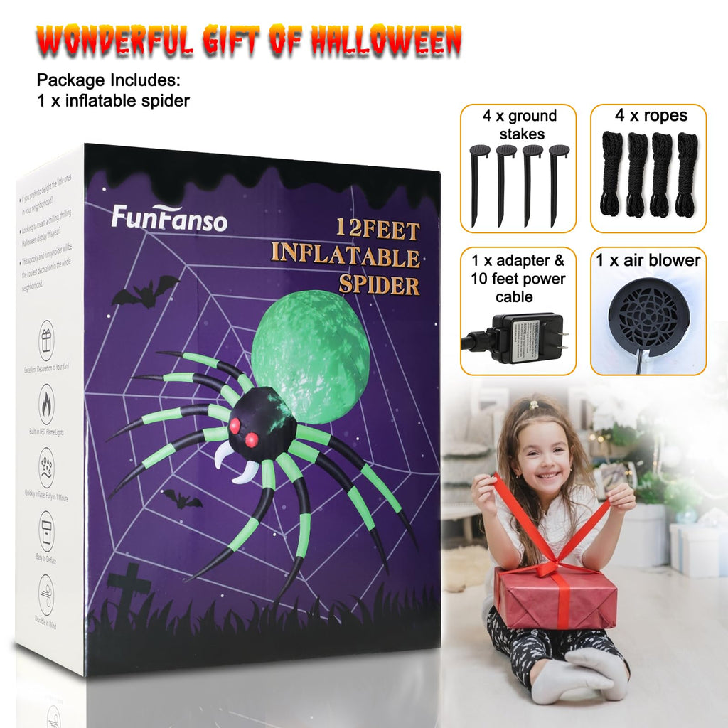 12 FT Halloween Inflatable Spider Outdoor Decoration T850