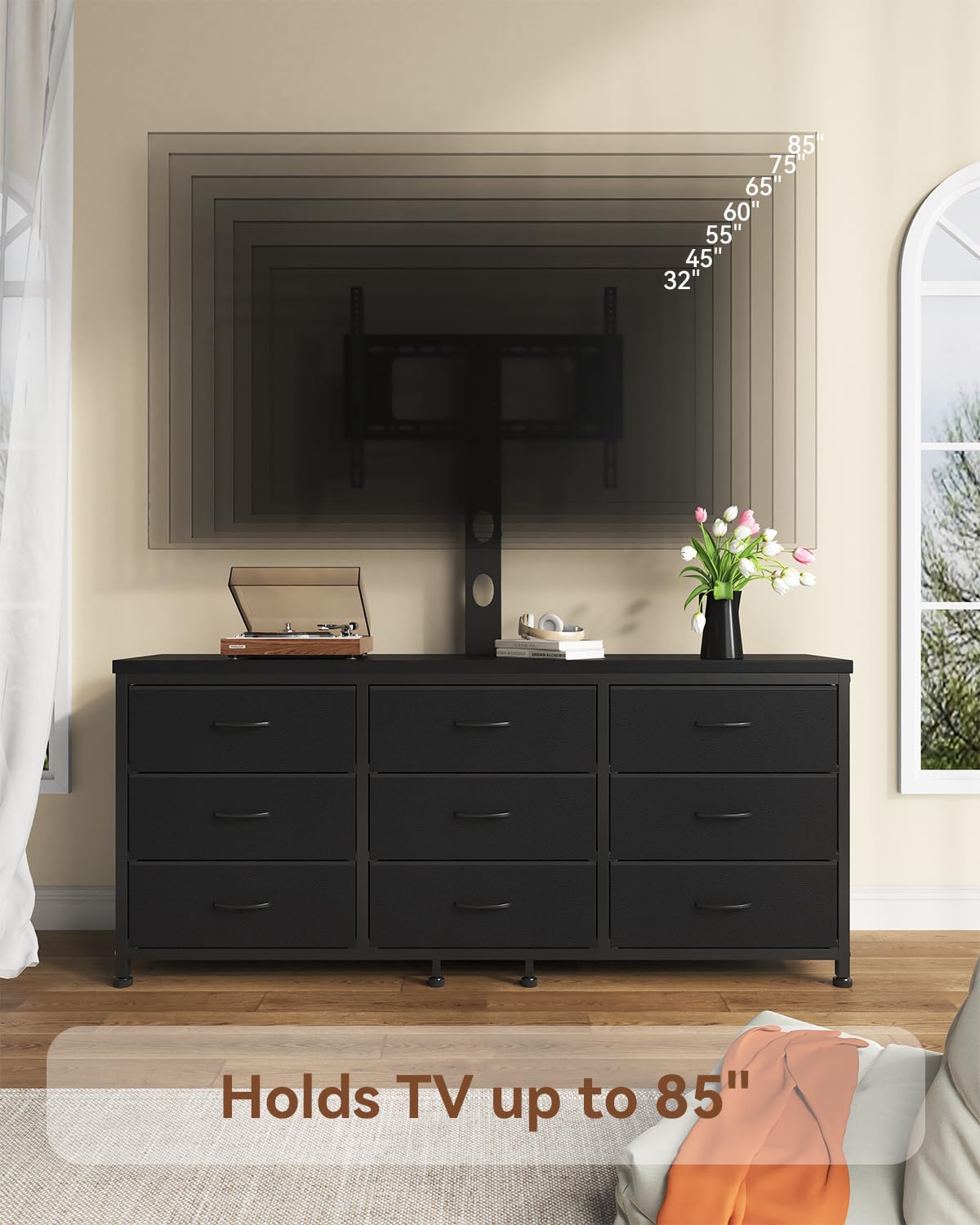 TV Stand with Mount and 9 Fabric Drawers L111539