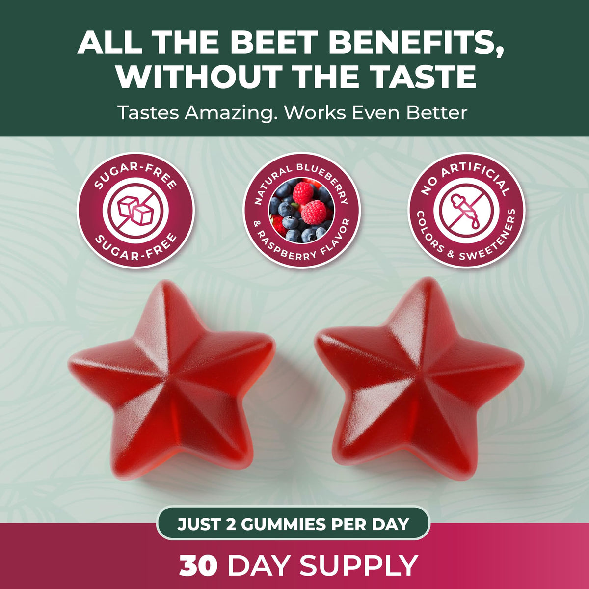 Beet Root Gummies 50:1 Extract Sugar Free Chews Vegan I84226