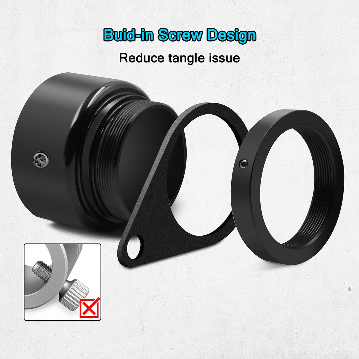 Aluminum Alloy 360° Rotating Flag Pole Rings with Carabiner, Pack of 2 F995