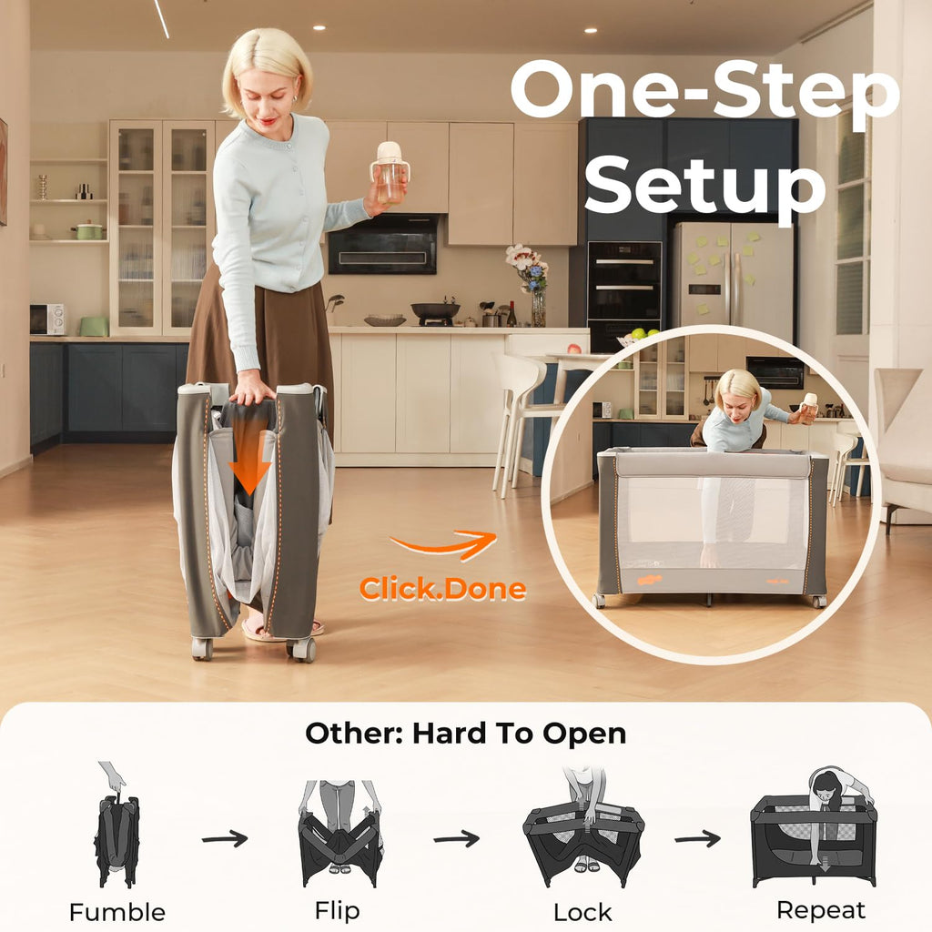 3-in-1 Pack and Play with Bassinet & Changing Table E509