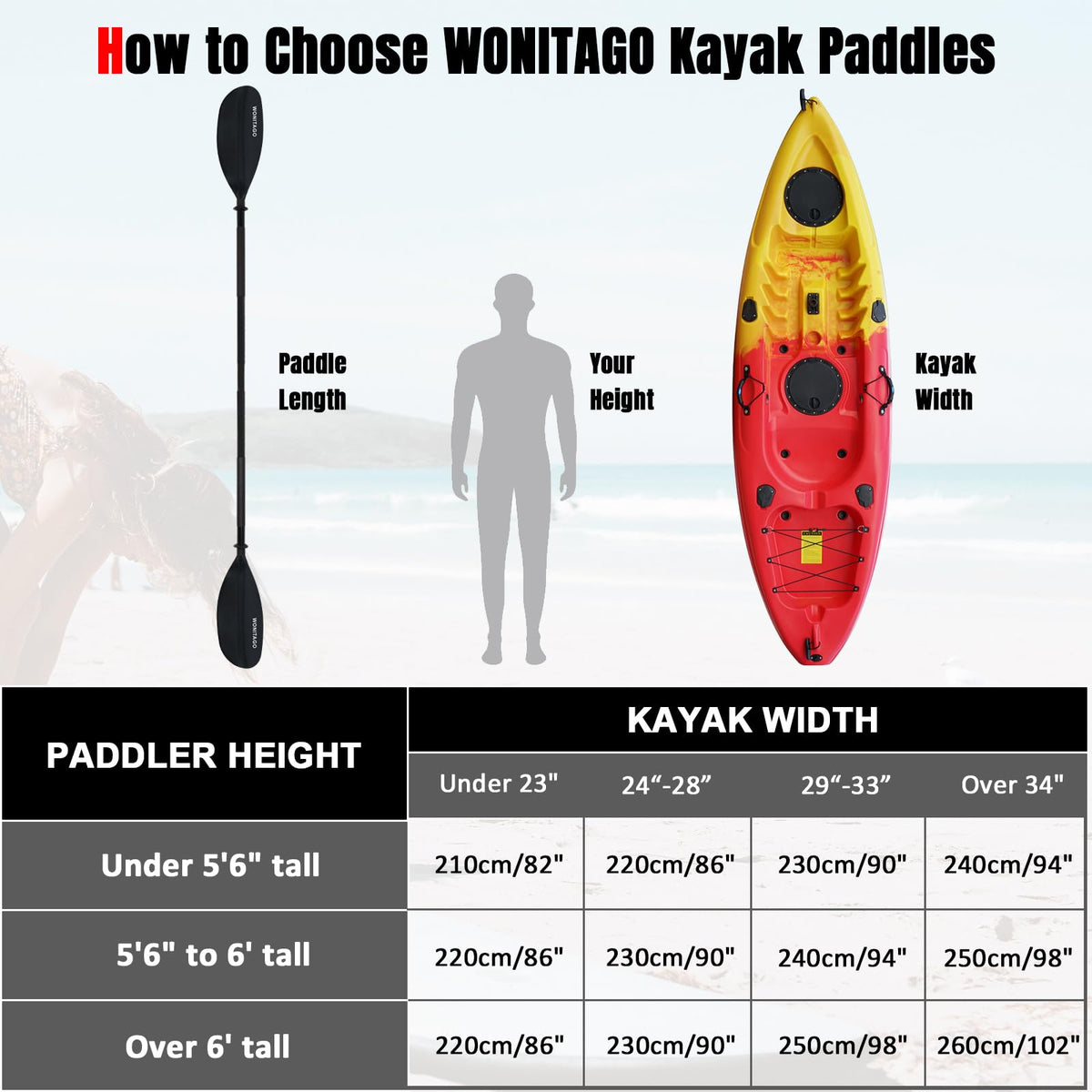 Adjustable Lightweight Kayak Paddle Y954