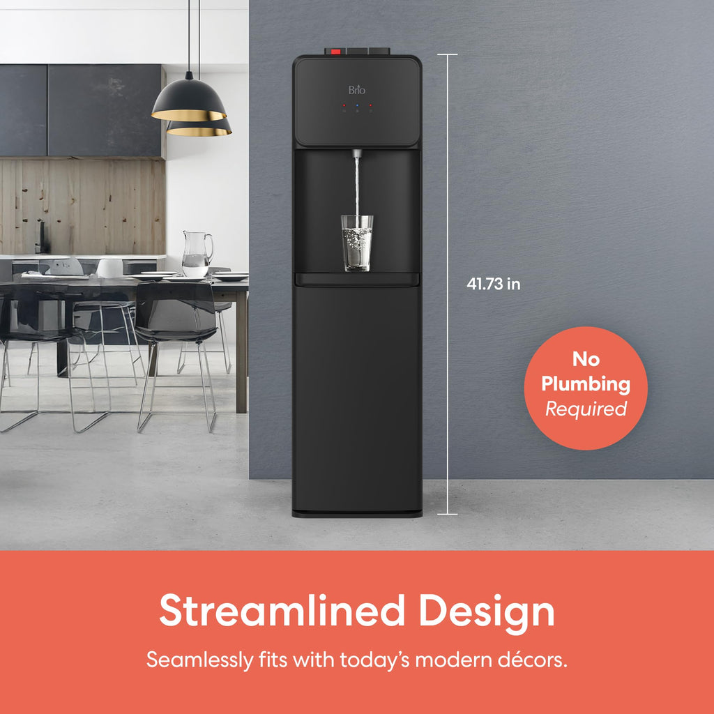 Bottom Load Water Cooler Dispenser, 5 Gallon, Black M914285