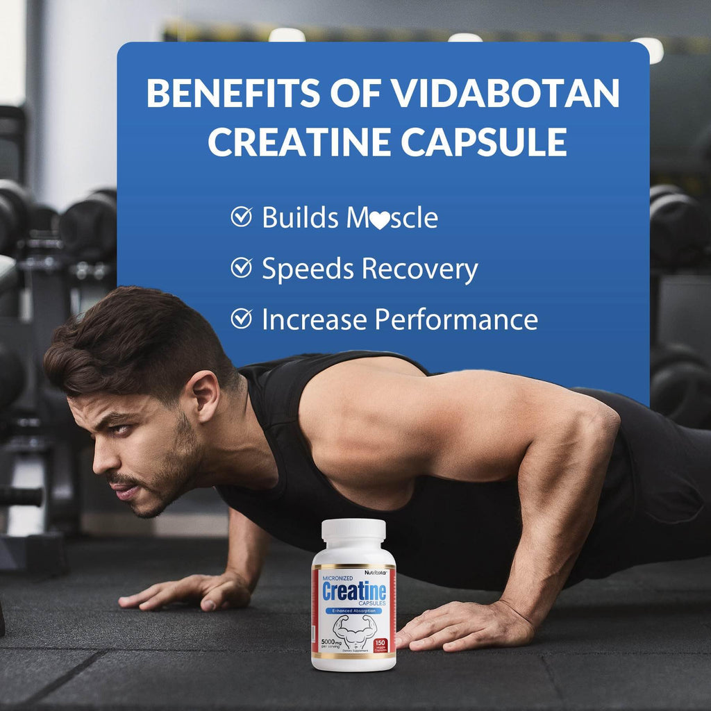 5000mg Micronized Creatine Monohydrate Capsules with Vitamin B12, Vegan, Gluten Free, 150 Count P337