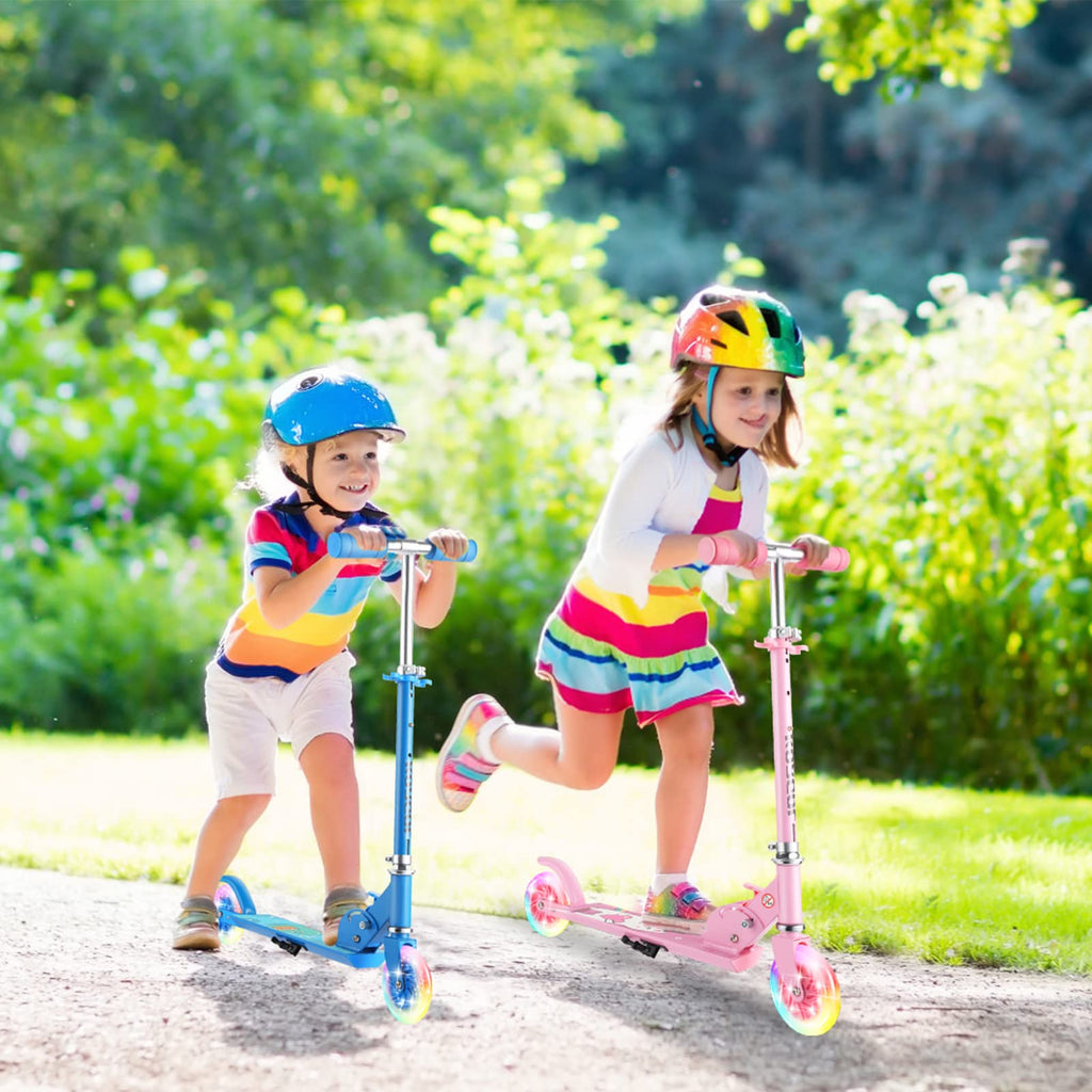 Pink 2 Wheel Kids Scooter with LED Light Up Wheels G82358
