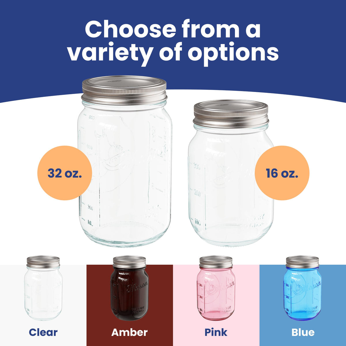 16oz Clear Glass Mason Jars with Lids 12-Pack T95213