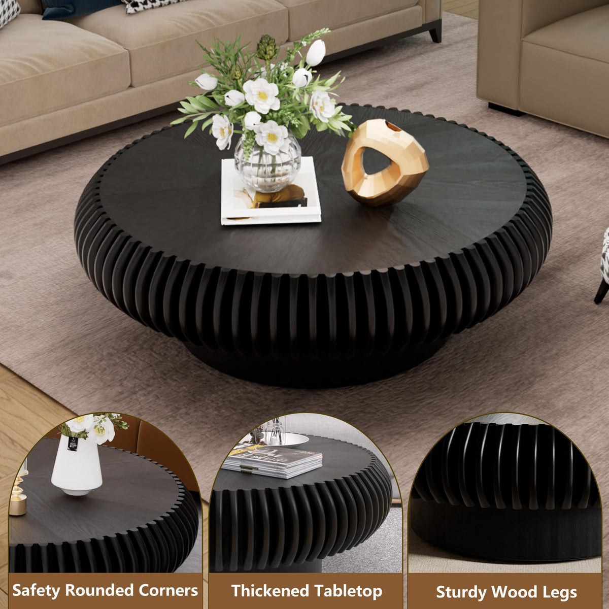 Black Round Coffee Table D3281