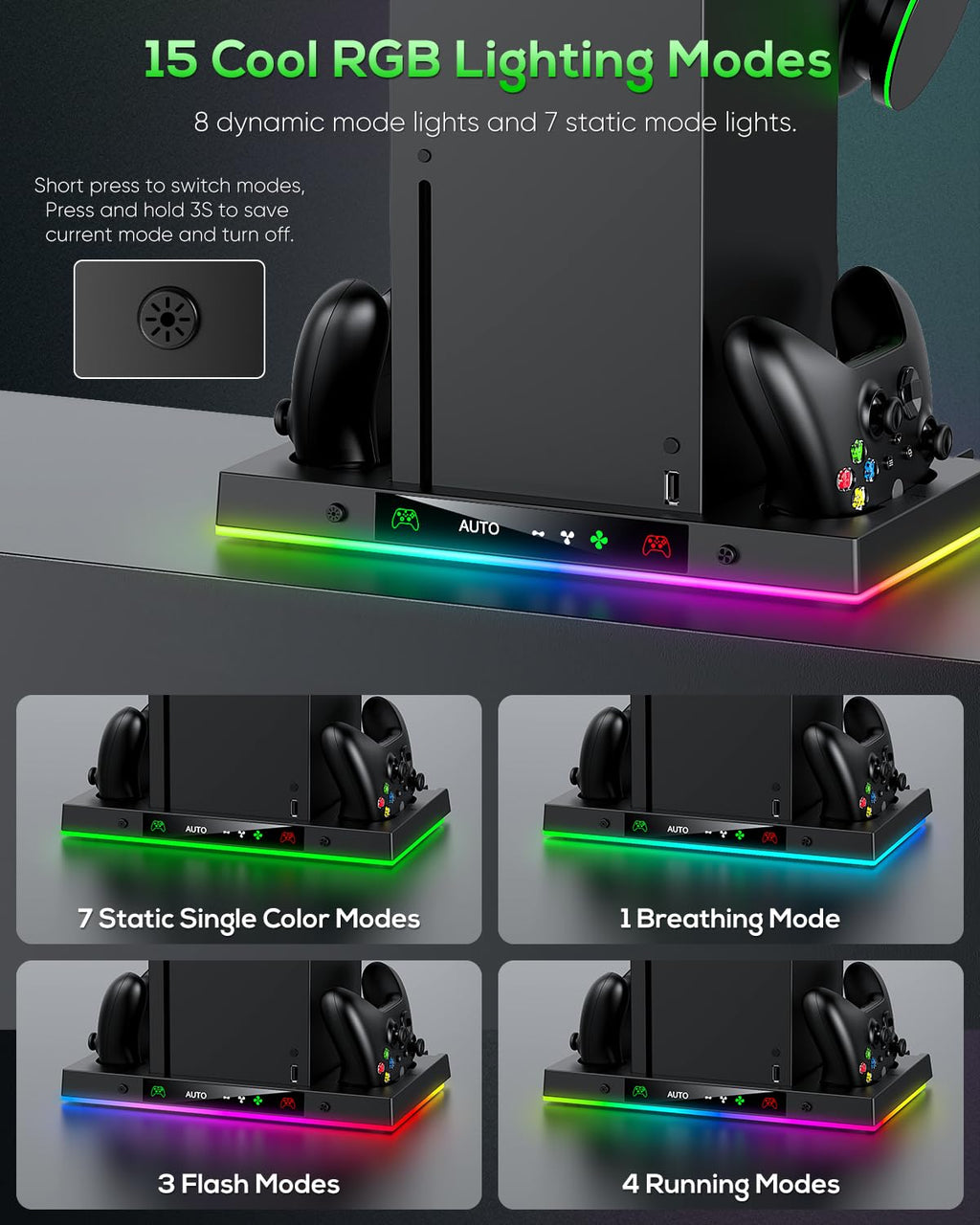 Black Cooling Fan Charge Stand for Xbox Series X Console A1071