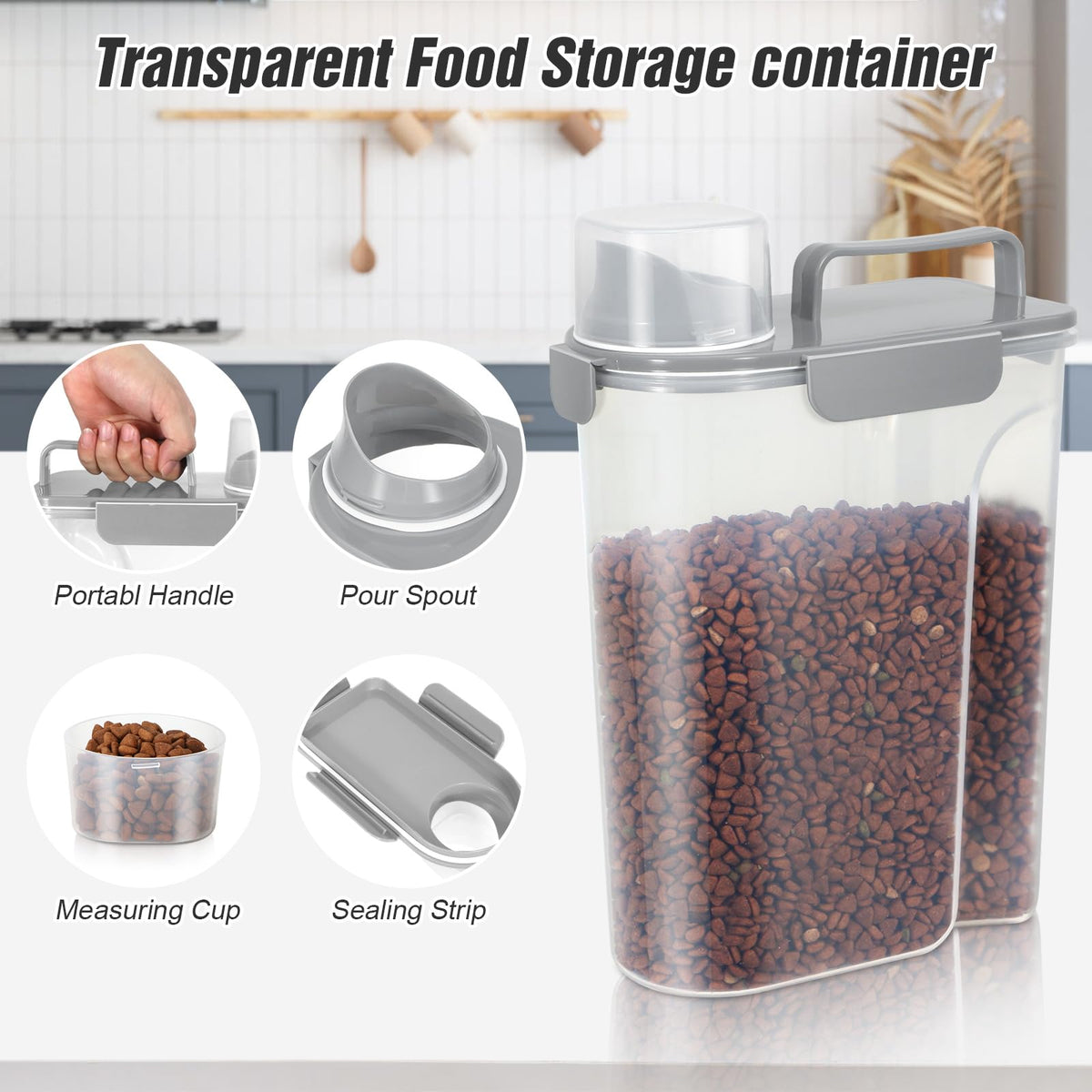 2 Pack Airtight Pet Food Storage Containers with Spout V159