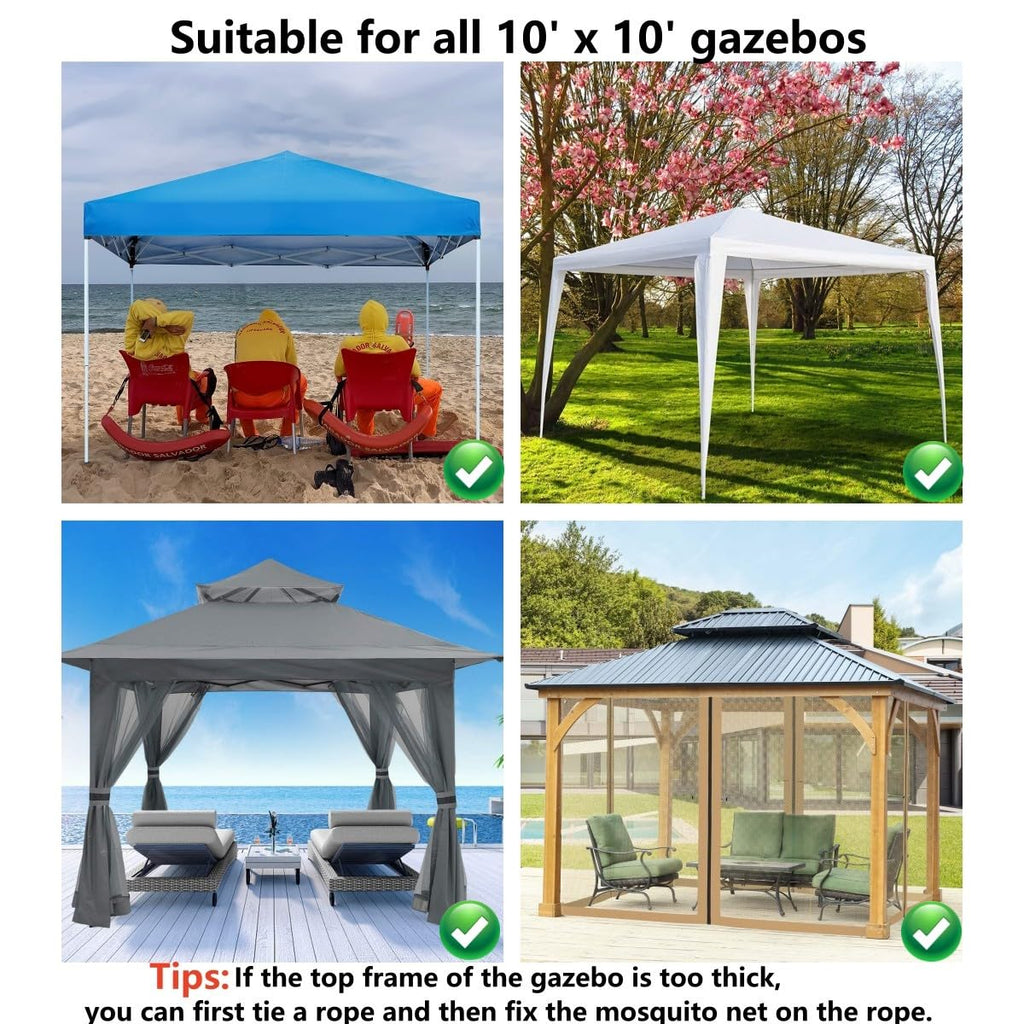 Mosquito Net 4-Panel Canopy Screen Wall with Zipper White Z198