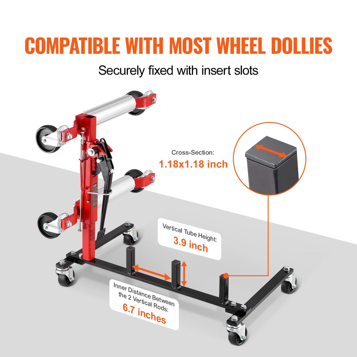 Car Dolly Rack with 360° Rotatable Wheels, 4-Dolly Capacity V147798