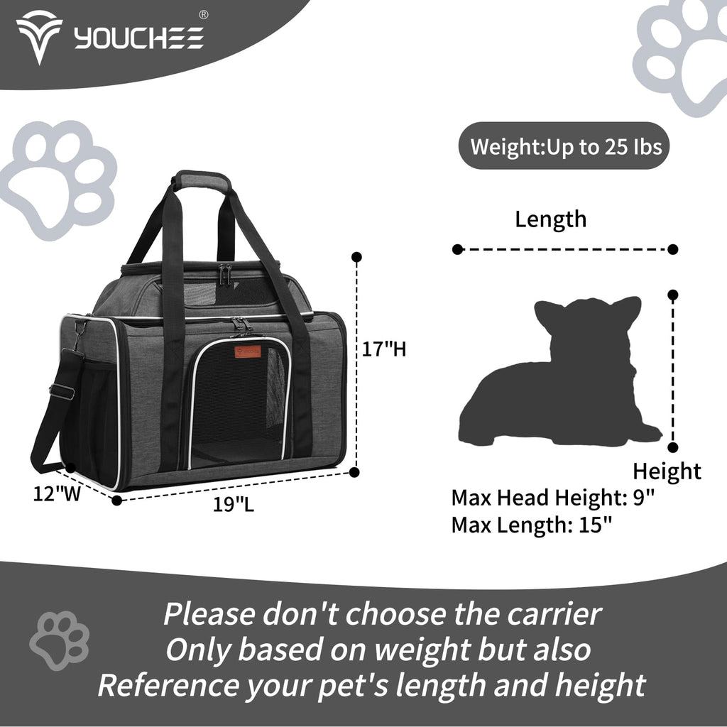 19" Large Soft-Sided Pet Carrier with Mesh, Grey R995204
