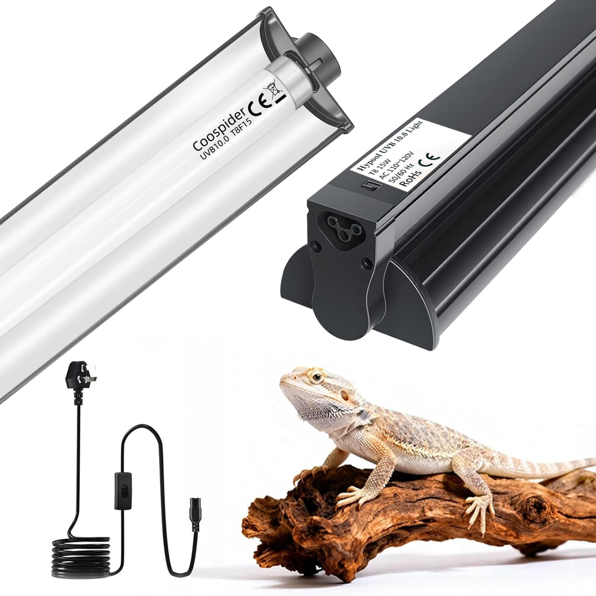 18 Inch 15 Watt UVB 10.0 Fluorescent Reptile Light Fixture Kit Q34914