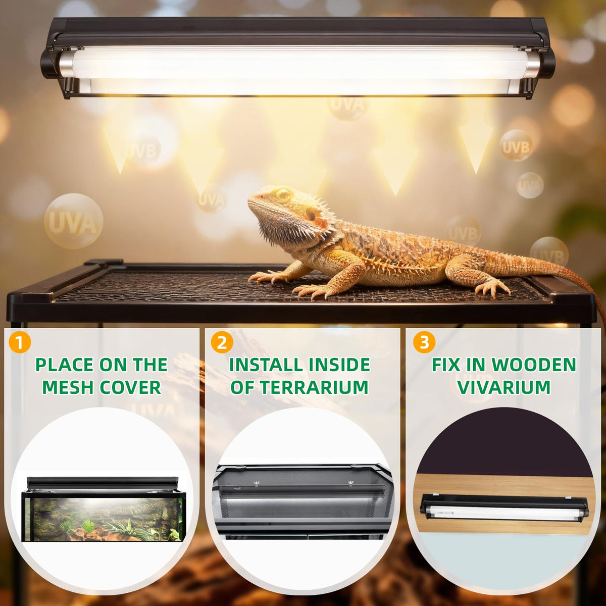 18 Inch 15 Watt UVB 10.0 Fluorescent Reptile Light Fixture Kit Q34914