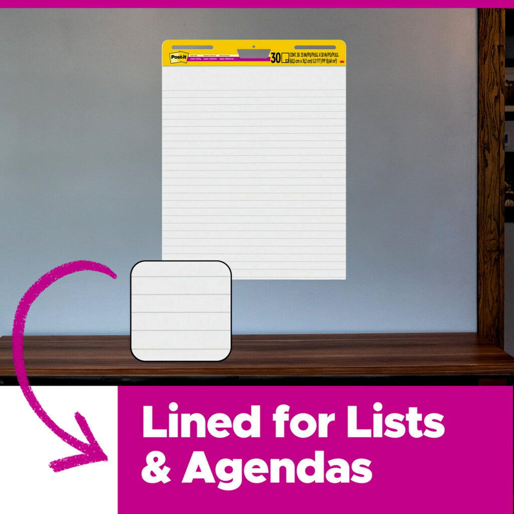 White Lined Easel Pad, 25 x 30 in, 6 Pads W74264