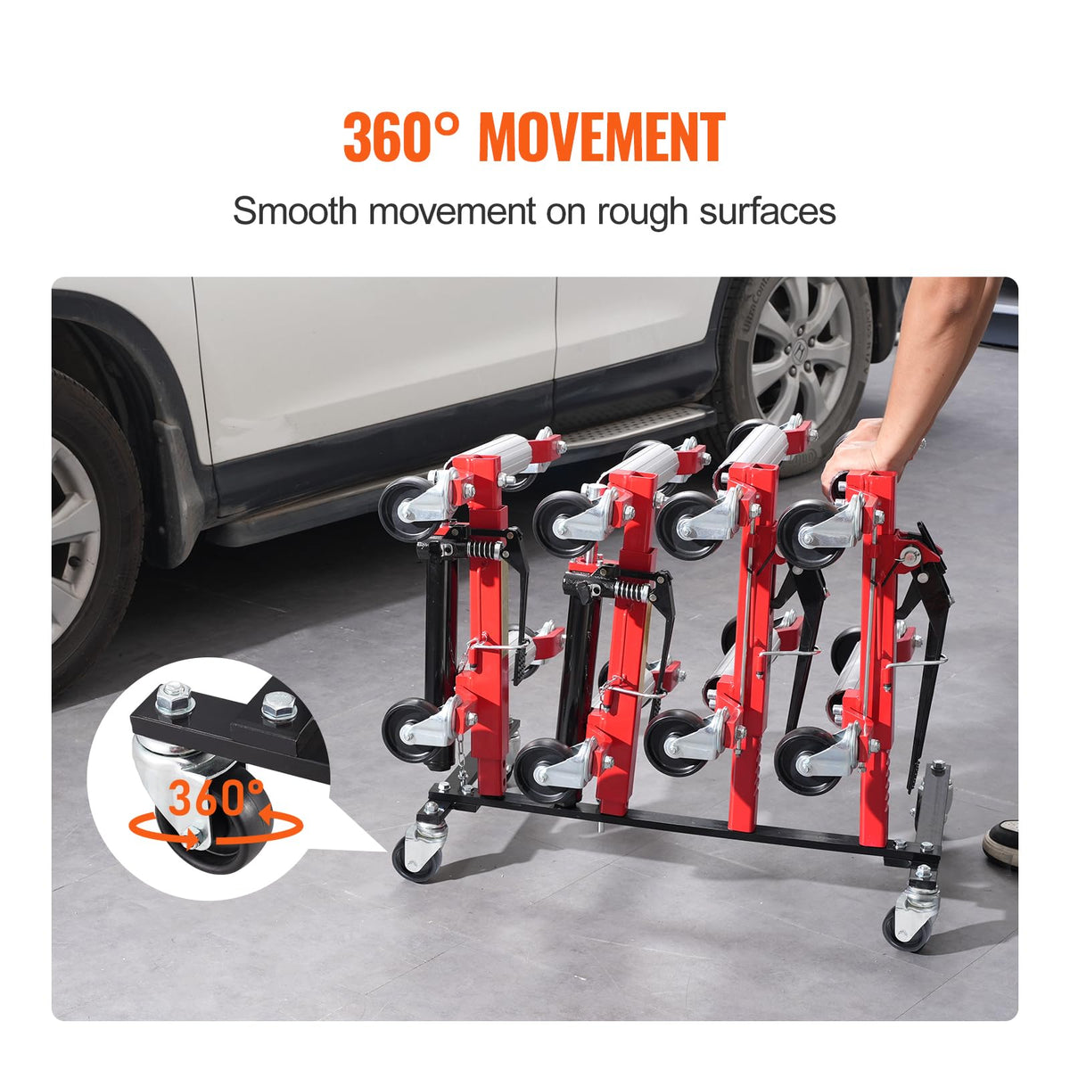 Car Dolly Rack with 360° Rotatable Wheels, 4-Dolly Capacity V147798
