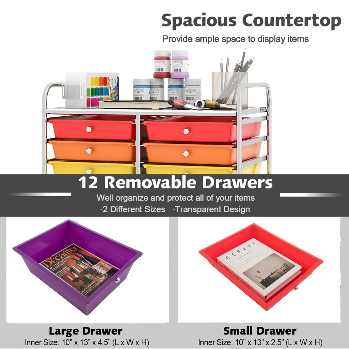 12 Drawer Rolling Storage Cart S247