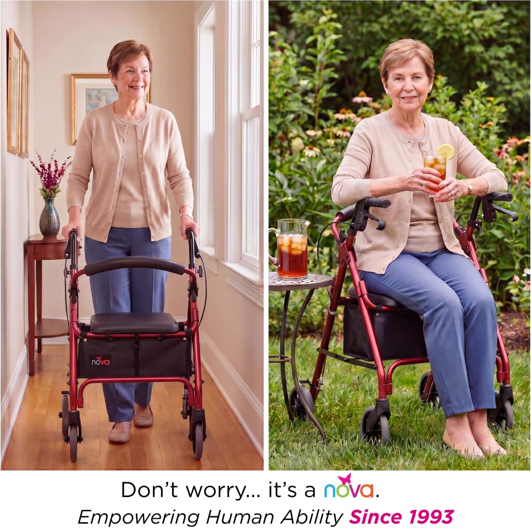 Lightweight Folding Narrow Rollator Walker with Seat C10244