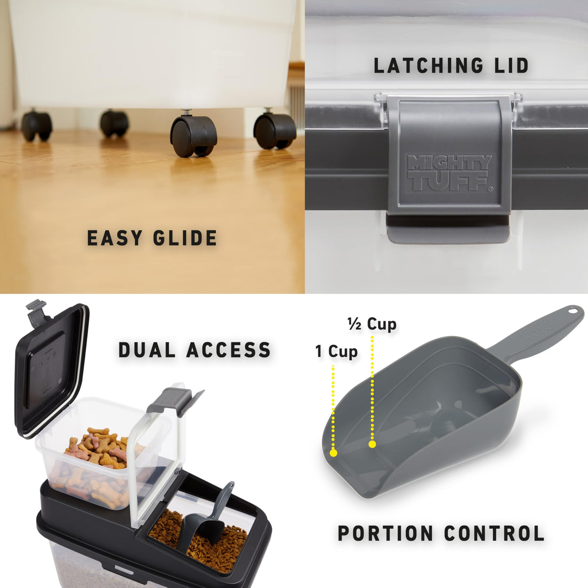 Airtight Dog Food Storage Container with Treat Container and Scoop N547
