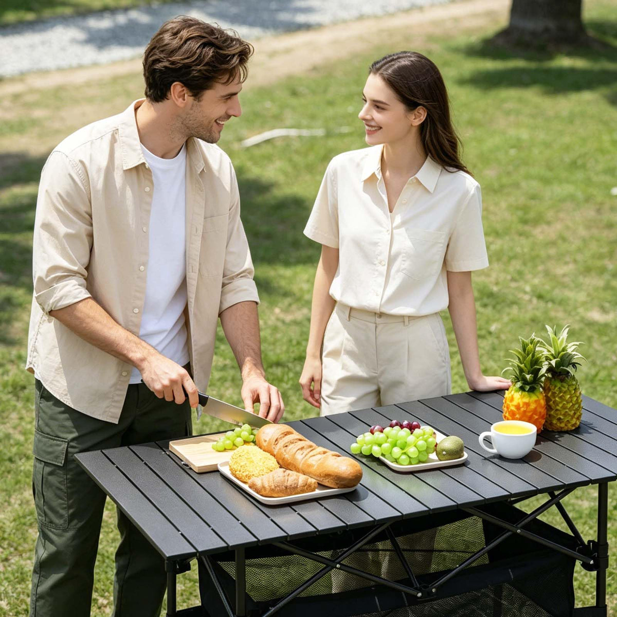 Large Folding Camping Table Adjustable Height M3659