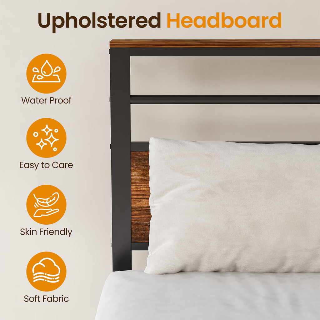 Black Twin Bed Frame with Headboard O292