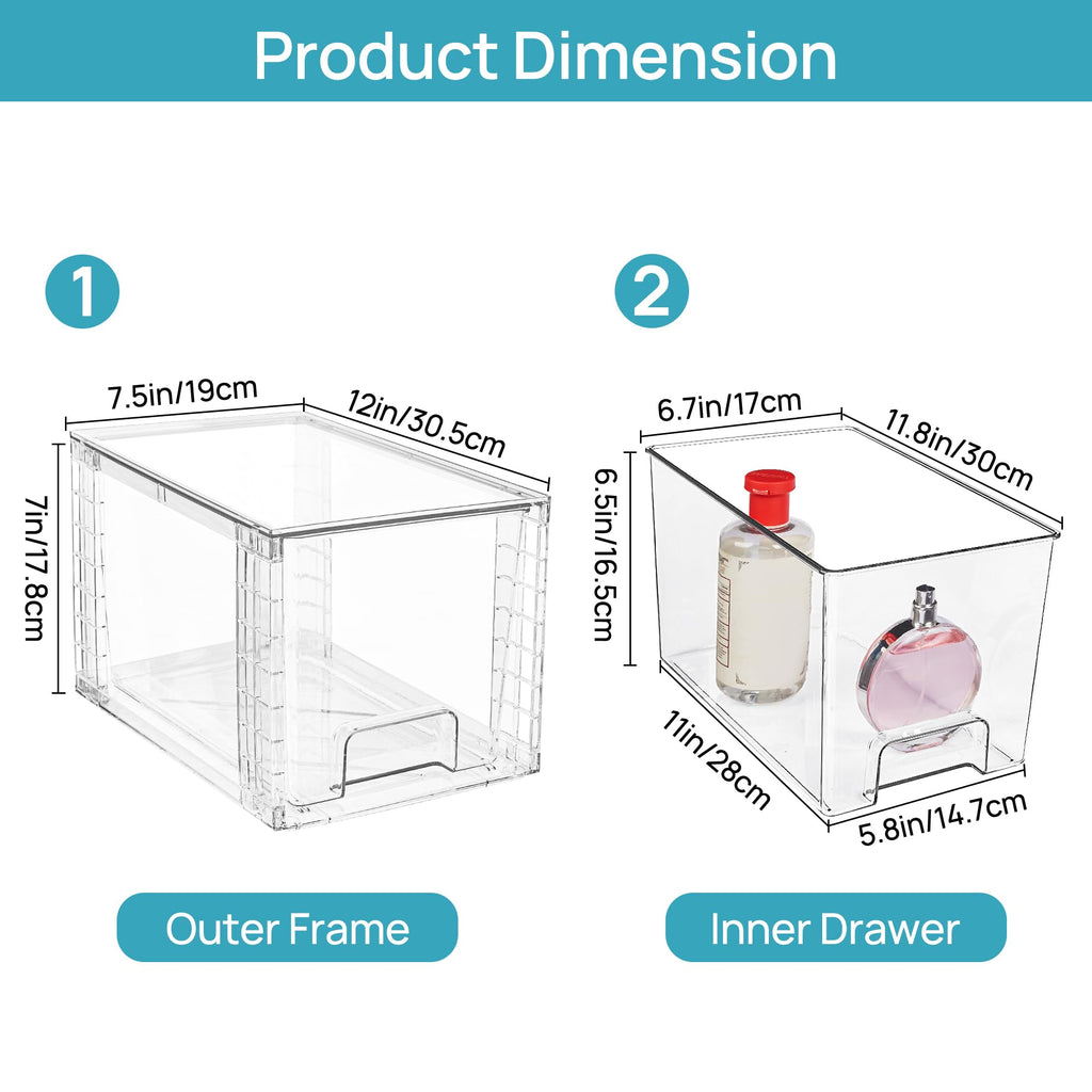 4 Pack Large Stackable Clear Storage Drawers M959421
