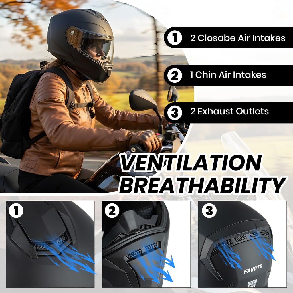 Modular Flip Up Motorcycle Helmet with Dual Visor J97384
