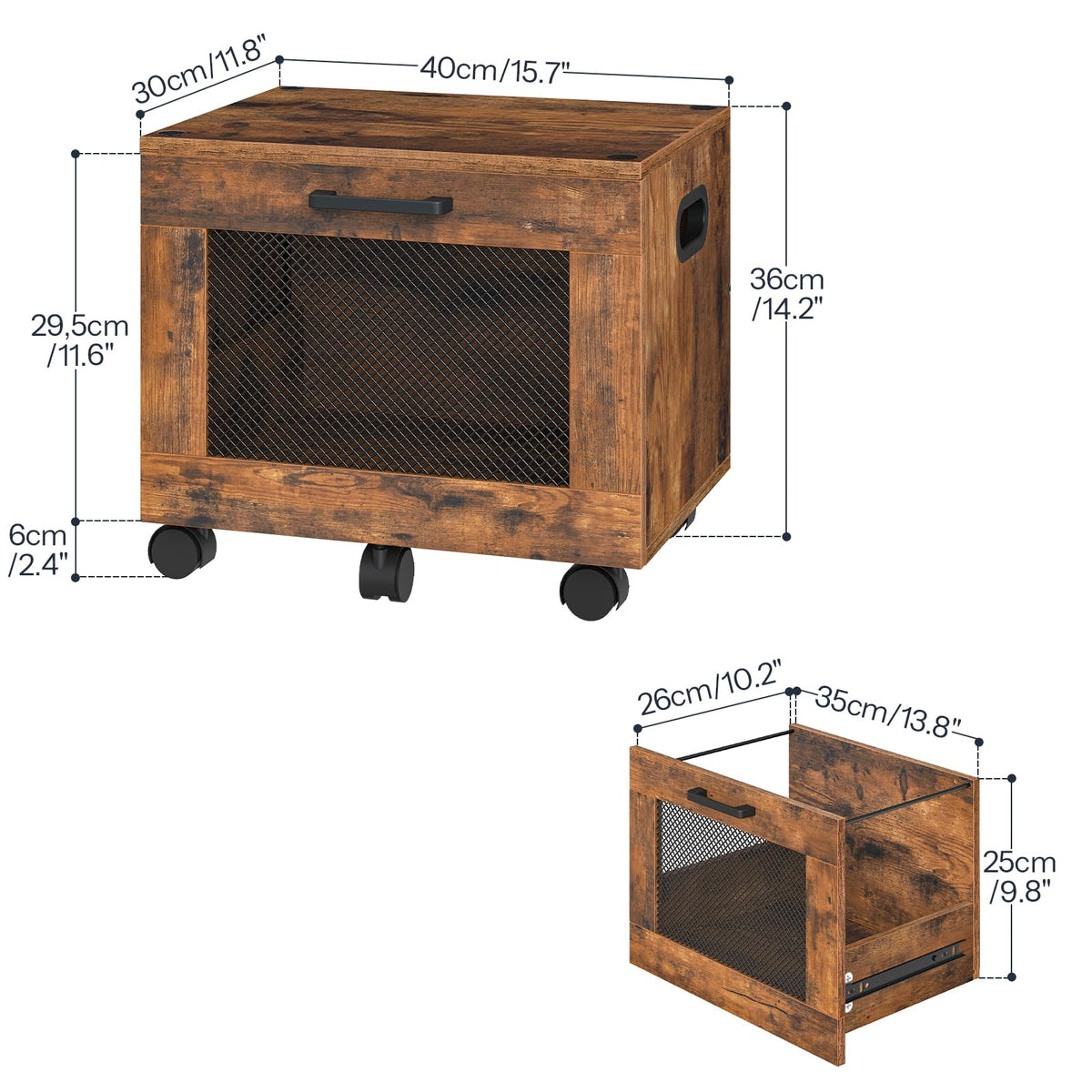 Rolling File Cabinet with Drawer F734