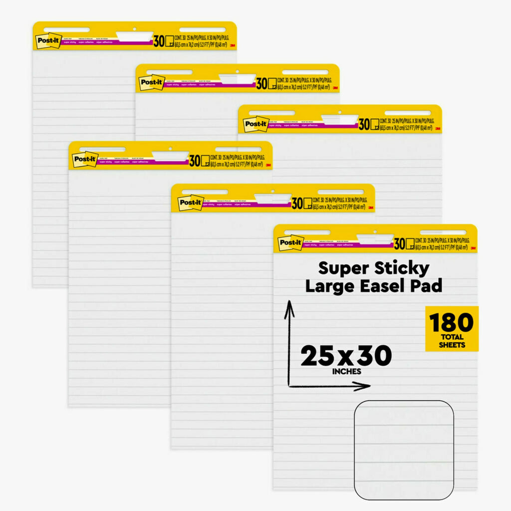 White Lined Easel Pad, 25 x 30 in, 6 Pads W74264