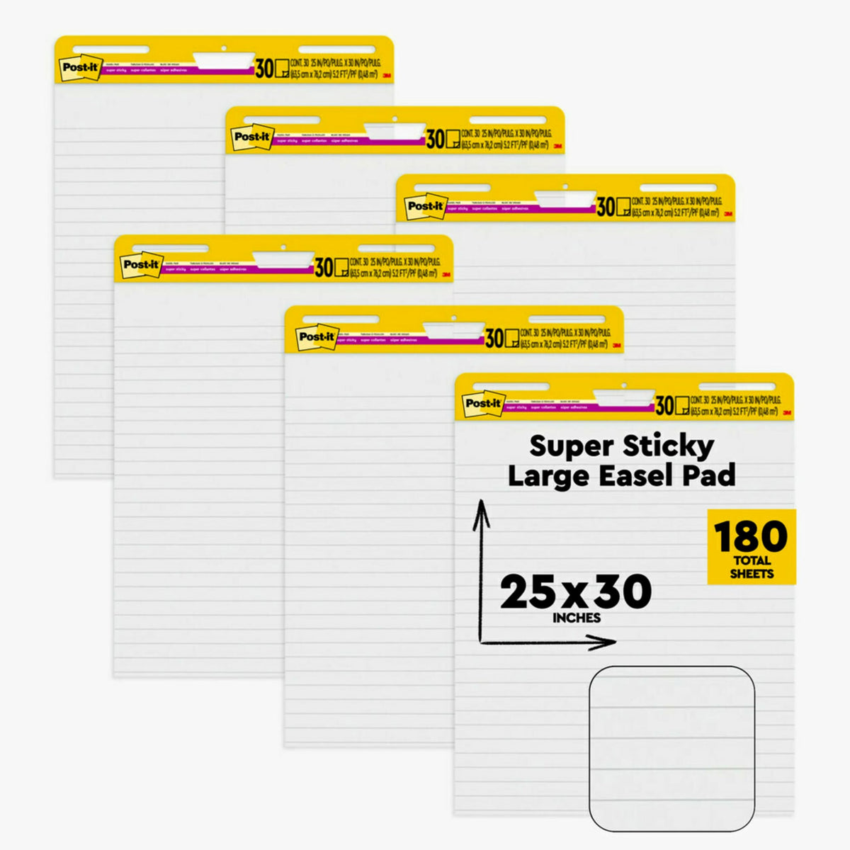 White Lined Easel Pad, 25 x 30 in, 6 Pads W74264