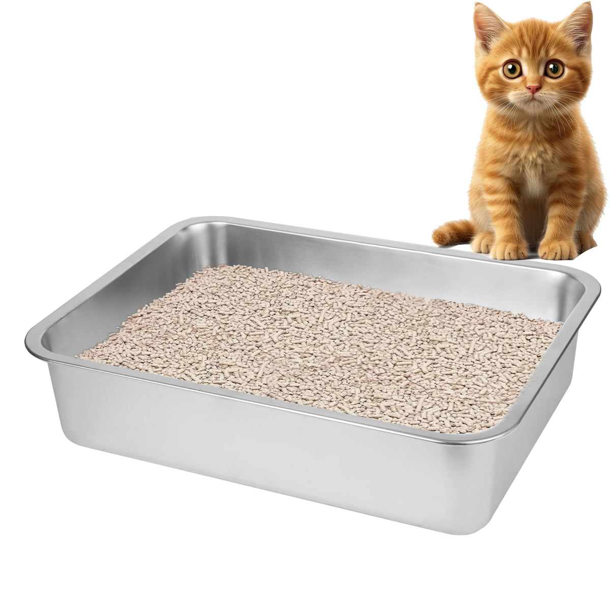 Large Stainless Steel Cat Litter Box A3168