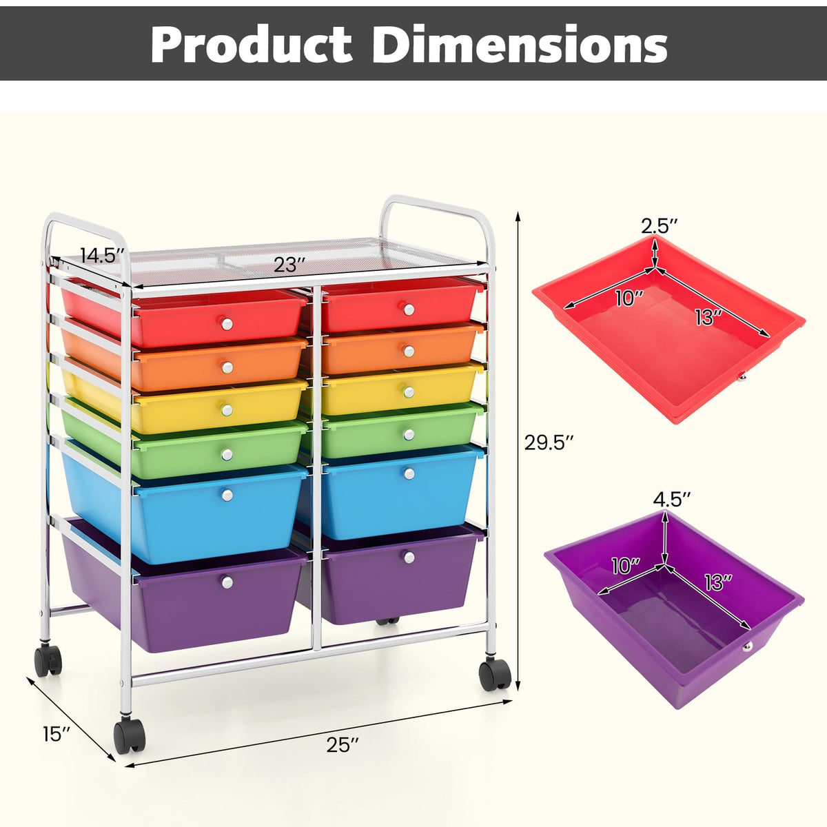 12 Drawer Rolling Storage Cart S247