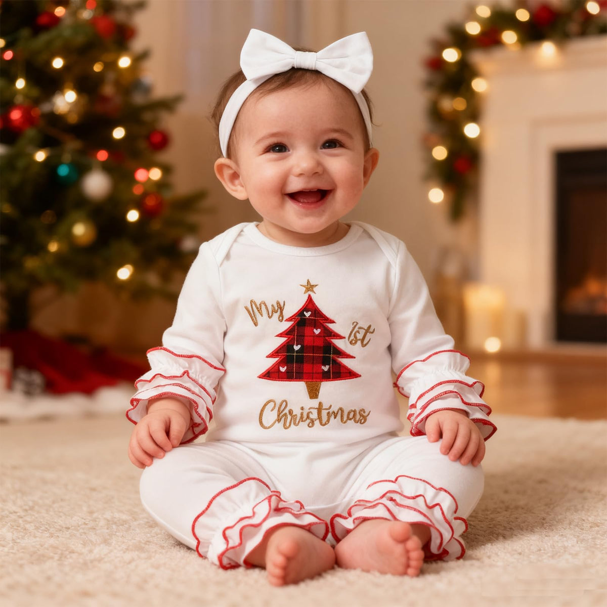 Christmas Baby Girl Santa Long Sleeve Romper Q49893