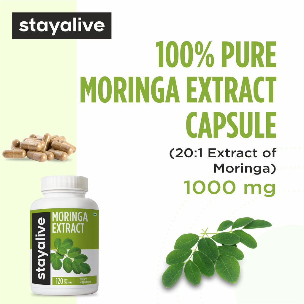 1000mg Moringa Capsules 20:1 Extract 120 Pills B344
