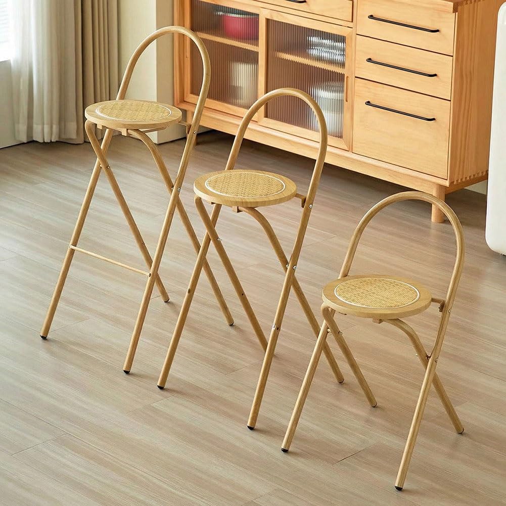 Folding Rattan Wood Bar Stool A890666