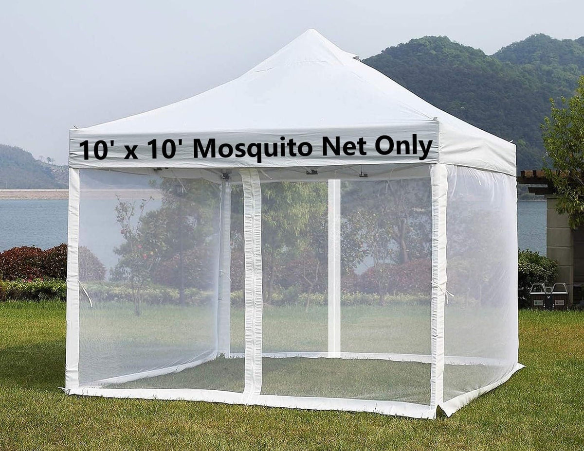 Mosquito Net 4-Panel Canopy Screen Wall with Zipper White Z198